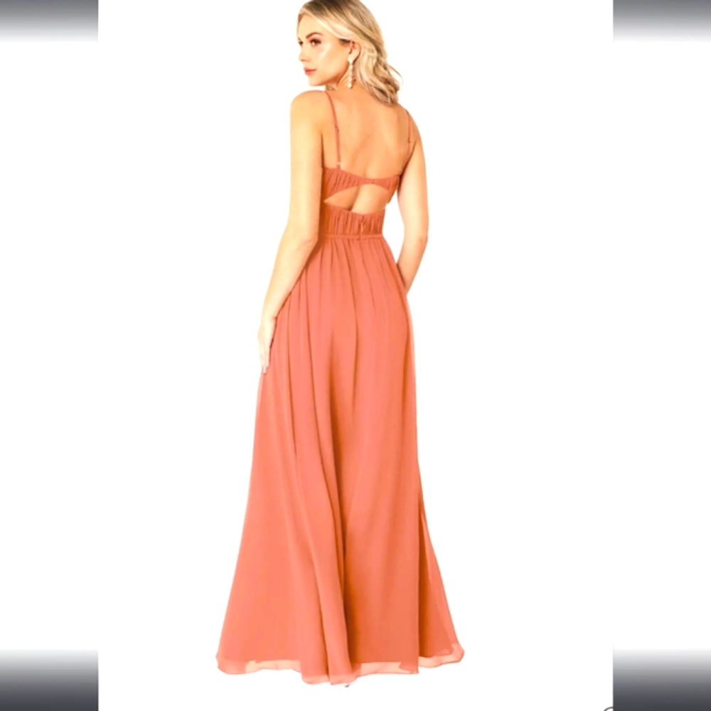 🌸 Azazie Yanelie MAI TAI A-Line Scoop Pleated Chiffon Dress 🌸